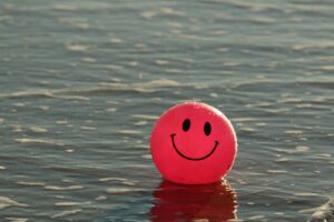 smiley ball in water